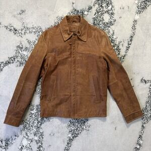 Vintage‎ Batistini Jacket Mens Size S Brown Goat Leather Biker Zip Front Closure